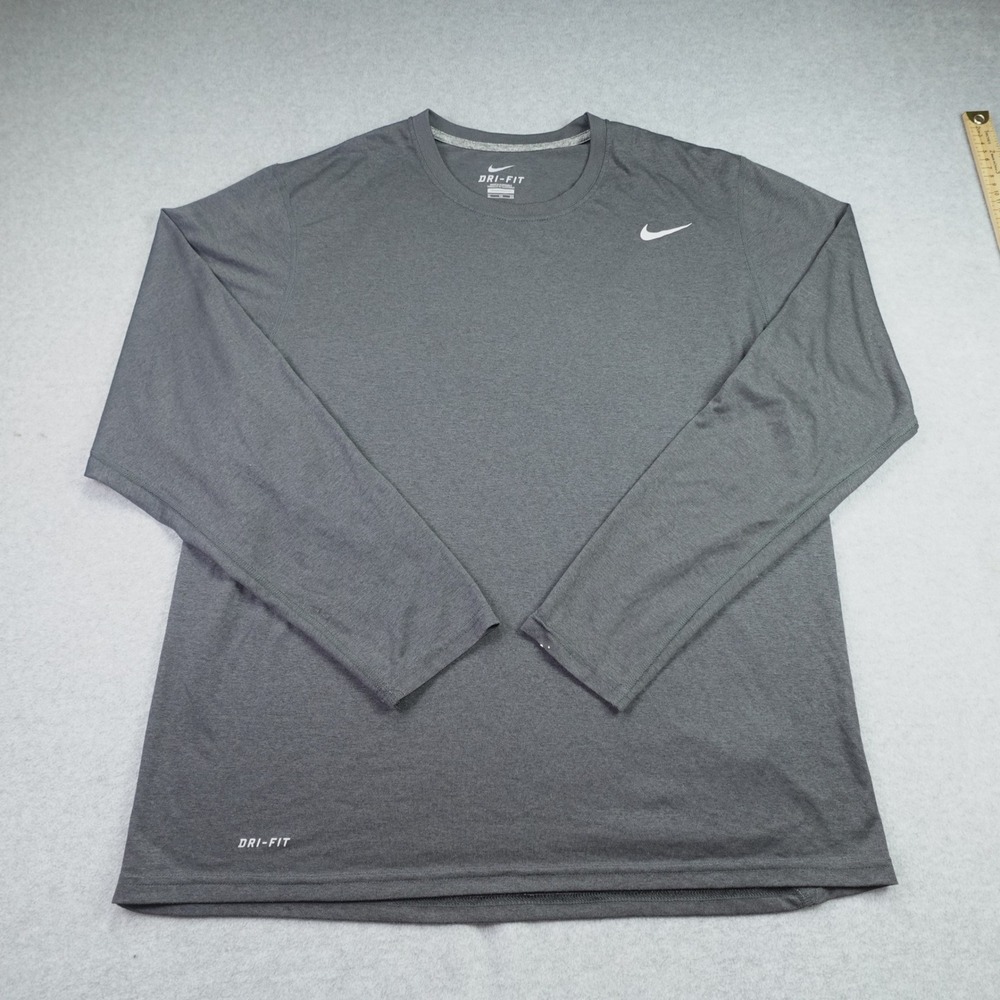 Nike Shirt Mens XL Gray Athletic Dri-Fit Long Sleeve Workout